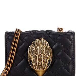 Kurt Geiger London Elegant Black Quilted Handbag with Gold Accents